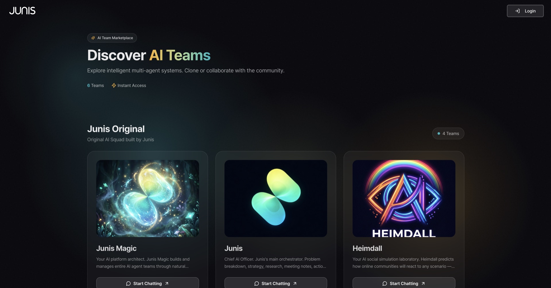 Junis Marketplace — Discover AI Teams